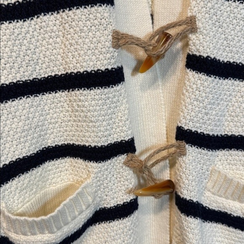 Andy & Evan Kid's Preppy Cream Blue Stripe Toggle Cardigan Sweater Size 11/12 - Picture 7 of 9